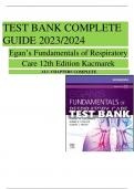 TEST BANK COMPLETE GUIDE 2023/2024 Egan’s Fundamentals of Respiratory Care 12th Edition Kacmarek ALL CHAPTERS COMPLETE 
