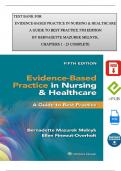 TEST BANK For Evidence-Based Practice in Nursing & Healthcare A Guide to Best Practice 5th Edition by Bernadette Mazurek Melnyk, All Chapters 1 - 23, Complete Newest Version