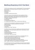 Med/Surg Respiratory B & S Test Bank 2023/2024 already graded A+
