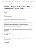 IAO202 - Modules 1 - 2 Threat Actors and Defenders Group Exam Questions with complete solution 2023/2024