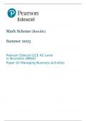 AS-Level Edexcel Business Paper 2 Markscheme 2023