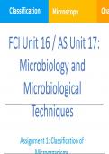Assignment 1 Unit 16 - Microbiology and Microbiological Techniques 