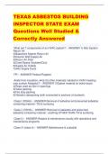 TEXAS ASBESTOS BUILDING  INSPECTOR STATE EXAM  Questions Well Studied &  Correctly Answered