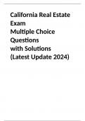 California Real Estate Exam Multiple Choice Questions with Solutions (Latest Update 2024)