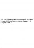 Test Bank for Introduction to Econometrics 4th Edition by James H. Stock, Mark W. Watson Chapters 1-19 Complete Guide A+.
