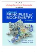 Lehninger Principles of Biochemistry 7th Edition Test Bank By David L. Nelson, Michael M. Cox |All Chapters, Latest-2024|