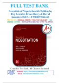 Test Bank for Essentials of Negotiation 6th Edition by Roy Lewicki, Bruce Barry & David Saunders ISBN 9780077862466 | Complete Guide A+