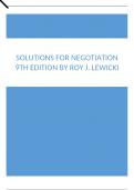 Solutions For Negotiation 9th Edition by Roy J. Lewicki.docx