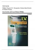 Test Bank - Phillips's Manual of I.V. Therapeutics-Evidence-Based Practice for Infusion Therapy, 6th Edition (Phillipps and Gorski, 2015), Chapter 1-12 | All Chapters