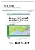 Test Bank For Success in Practical/Vocational Nursing From Student to Leader 9th Edition by Patricia Knecht |ISBN NO:10,032368372X| ISBN NO:13,978-0323683722||Chapter 1-19||Complete Questions and Answers A+
