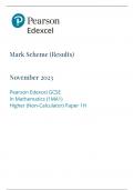 Edexcel GCSE maths paper 1 November 2023 higher Markscheme