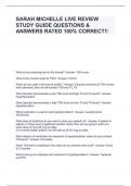 SARAH MICHELLE LIVE REVIEW STUDY GUIDE QUESTIONS & ANSWERS RATED 100% CORRECT!!