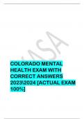 COLORADO MENTAL  HEALTH EXAM WITH  CORRECT ANSWERS  20232024 [ACTUAL EXAM  100%]