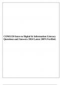 COM1150 Intro to Digital & Information Literacy Questions and Answers 2024 Latest 100%Verified.