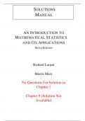 Solutions Manual For An Introduction to Mathematical Statistics and Its Applications 6th Edition By Richard Larsen, Morris Marx (All Chapters, 100% Original Verified, A+ Grade)