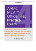 MCAT AAMC OUTLINE: Content Category 1A: Structure and function of proteins and their constituent amino acids/ Questions & Answers. 