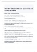 Bio 101 - Chapter 1 Exam Questions with correct Answers