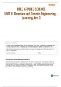 BTEC APPLIED SCIENCE UNIT11 Geneticsand Genetic Engineering – Learning Aim D