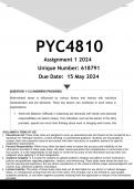 PYC4810 Assignment 1 (ANSWERS) 2024 - DISTINCTION GUARANTEED