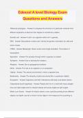 Edexcel A level Biology Exam Questions and Answers