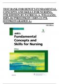 TEST BANK FOR DEWIT'S FUNDAMENTAL CONCEPTS AND SKILLS FOR NURSING, 5TH EDITION BY PATRICIA A. WILLIAMS: ISBN-10; 9780323396219 / ISBN-13; 9780323396219 GRADED A+ 