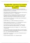 Straighterline American Government Questions and Complete Solutions, Graded A+