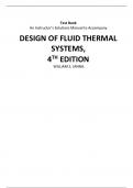 Test Bank: An Instructor’s Solutions Manual to Accompany DESIGN OF FLUID THERMAL SYSTEMS, 4TH EDITION WILLIAM S. JANNA
