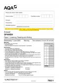 2023 AQA A-level SPANISH 7692/1 Paper 1 Listening, Reading and Writing Question Paper & Mark  scheme (Merged) June 2023 [VERIFIED]