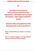 Solutions Manual with Test Bank for Essentials of Accounting for Governmental and Not-for-Profit Organizations 15th Edition By Paul Copley (All Chapters, 100% Original Verified, A+ Grade)