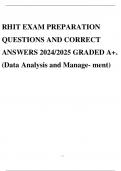 RHIT EXAM PREPARATION QUESTIONS AND CORRECT ANSWERS 2024/2025 GRADED A+. (Data Analysis and Manage- ment)