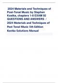 2024 Materials and Techniques of  Post-Tonal Music by Stephen  Kostka, chapters 1-8 EXAM 92  QUESTIONS AND ANSWERS /  2024 Materials and Techniques of  Post Tonal Music 5th Edition  Kostka Solutions Manual C1 cycle - ANSWER-0 1 2 3 4 5 6 7 8 9 10 11 (chro