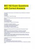 BIO 182 Exam Questions  with Correct Answers