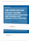 OB/PEDS NCLEX Study Guide  Comprehensive Questions and Answers  100% Accuracy|Updated 2024|