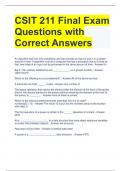 CSIT 211 Final Exam  Questions with  Correct Answers