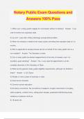 Notary Public Exam Questions and Answers 100% Pass