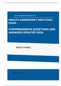 Health Assessment HESI/FINAL EXAM Comprehensive Questions and Answers 100% Accuracy |Updated 2024