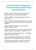 Lowa Commercial Applicator  License Questions And Revised  Correct Answers