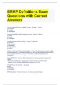 BRMP Definitions Exam  Questions with Correct  Answers