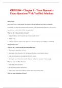 ORGB364 - Chapter 8 - Team Dynamics Exam Questions With Verified Solutions