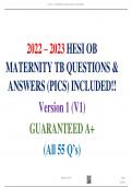 HESI OB MATERNITY TB QUESTIONS & ANSWERS (PICS) INCLUDED!! Version 1 (V1) GUARANTEED A+ (All 55 Q’s