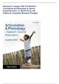 Instructor’s manual with Test Bank for  Articulation and Phonology in Speech  Sound Disorders A Clinical Focus, 6th  Edition by Jacqueline Bauman-Waengler