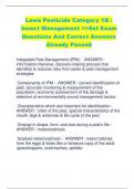 Lowa Pesticide Category 1B :  Insect Management >>Set Exam  Questions And Correct Answers  Already Passed
