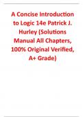 Solutions Manual for A Concise Introduction to Logic 14th Edition By Patrick J. Hurley (All Chapters, 100% Original Verified, A+ Grade)
