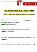 Ivy Tech APHY 101 Exam Expected Questions and Answers (Verified by Expert)