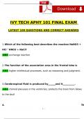 IVY TECH APHY 101 exam Expected Questions and Answers (Verified by Expert)