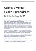 Colorado Mental Health Jurisprudence Exam 2023//2024