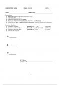 CHEM 441A FINAL EXAM QUESTIONS WITH COMPLETE SOLUTIONS.