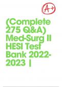 (Complete 275 Q&A) Med-Surg II HESI Test Bank 2022-2023 | 