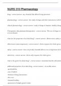 NURS 310 Pharmacology Questions and answers latest update