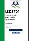 LSK3701 Assignment 2 (ANSWERS) 2024 - DISTINCTION GUARANTEED